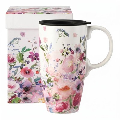 Ceramic Mug Travel Coffee Cup with Lid for Mother's Day, 17oz. Porcelain Tall...