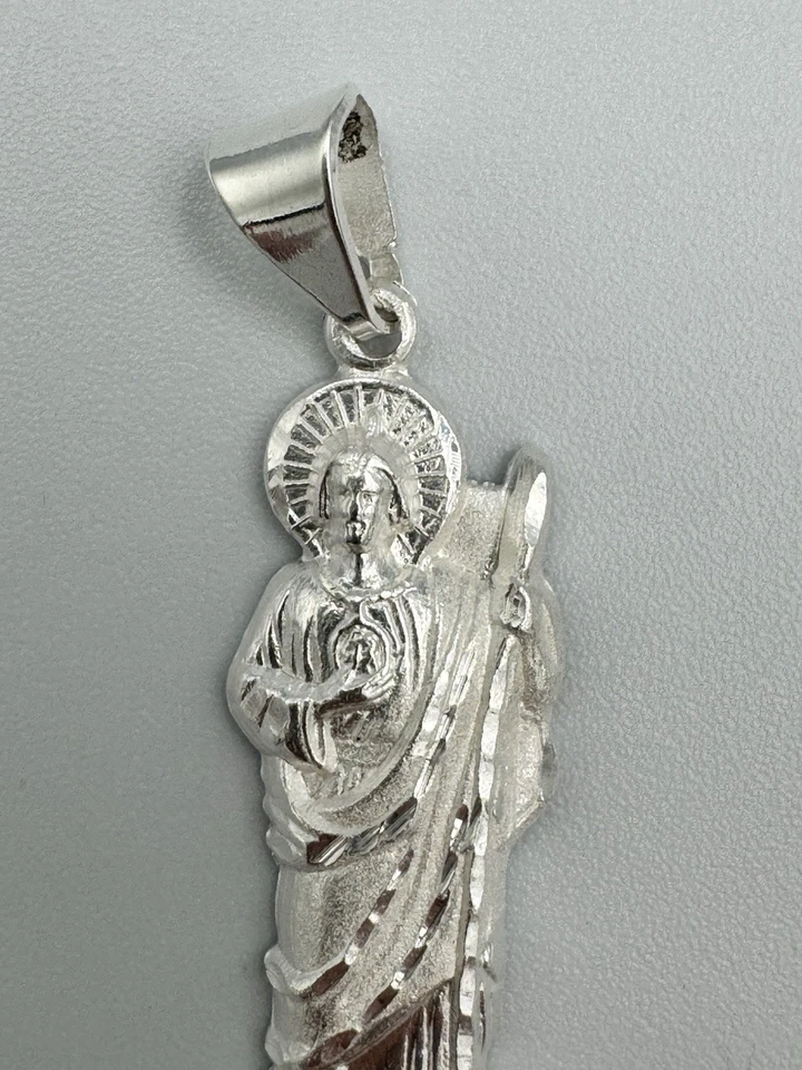 Colgante Medalla San Judas Plata Pura .999 San Judas Plata Hecho a Mano Taxco - Nuevo M Foto 3 de 4