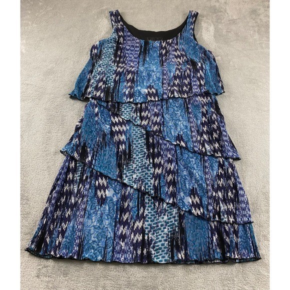 Connected Apparel Blue Multi Layered Pleated Slee… - image 1