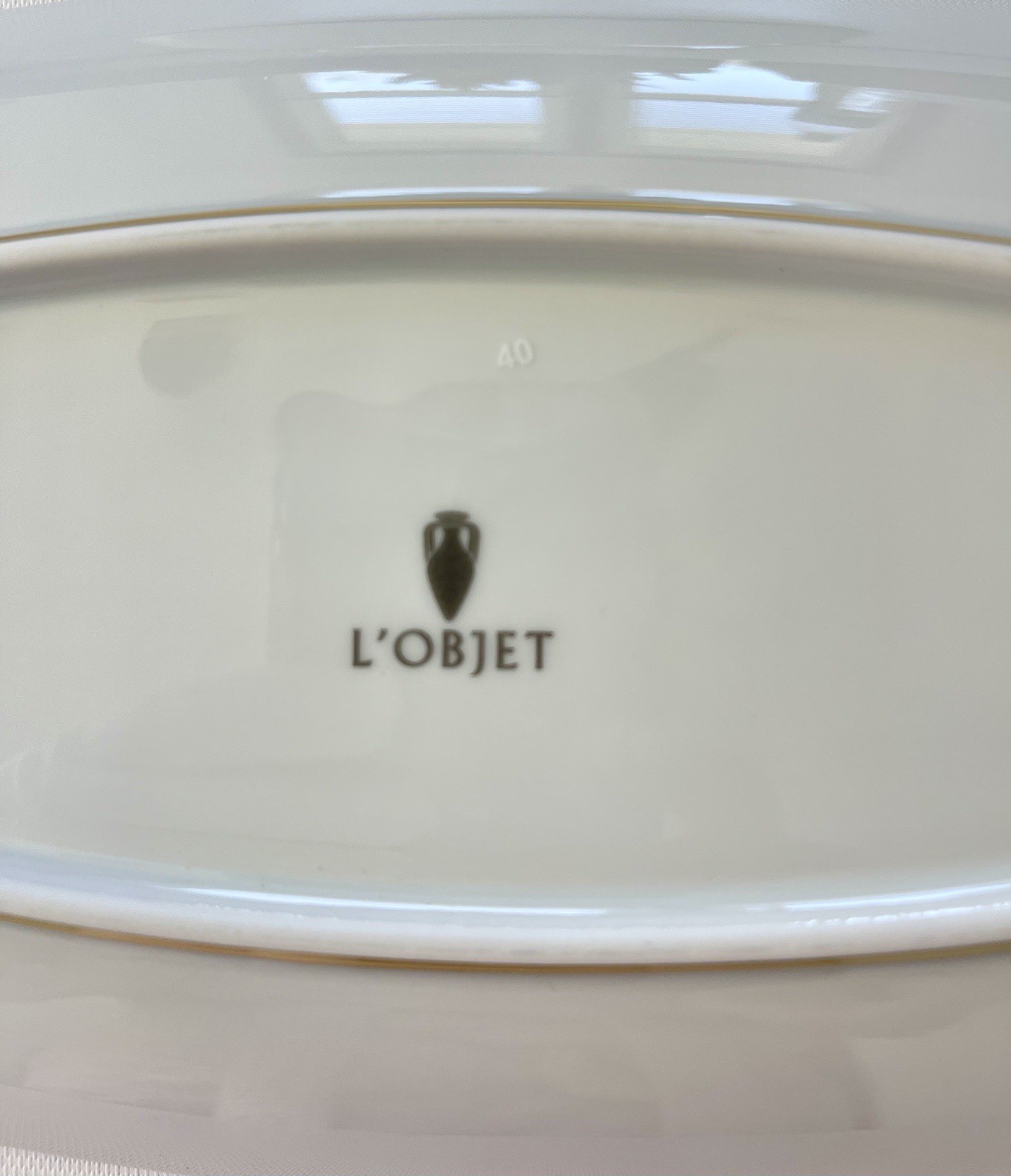 L’Objet Set/2 Leopard Gold Porcelain Serving Platters 11.75 X 5.5” & 7 X 5” NIB