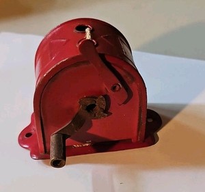 Vintage 1950s ACME Clothesline Reel Wall Mount Retractable RED Metal