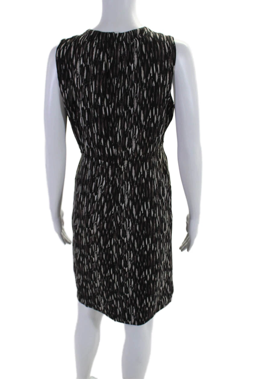 Abito donna Tory Burch seta astratto girocollo senza maniche zip nero taglia 6