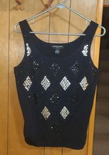 Canotta donna nera Maranda Gordon Studio con paillettes, taglia 1X - rayon/nylon