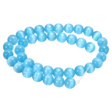38pcs Blue Cat's Eye Stone Beads 10mm Round Crystal Loose Bead