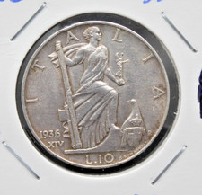 Moneta 1936 Italia Regno 10 Lire Impero Vittorio Emanuele III Argento Ag. (C.00)