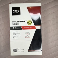 NWT Mens SAXX Multi-Sport Mesh Boxer Brief 2 Pack Multicolor XL