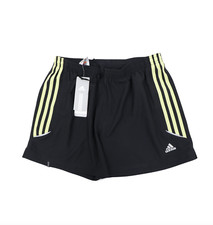NOS Vintage Adidas Mens Small Spell Out Striped 4" Lined Running Shorts Black