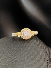 Pave 0.68 Cts Round Brilliant Cut Diamonds Halo Engagement Ring In Fine 14K Gold