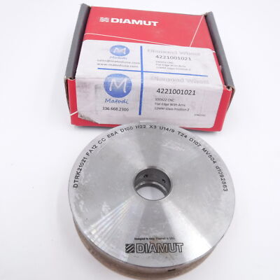 Diamut CNC Diamond Glass Cutting Wheel 100mm 22mm Bore Flat Edge Arris 12mm