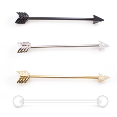 BodyJewelryOnline Industrial Barbell Arrow Design Industrial Retainer 14G 38mm