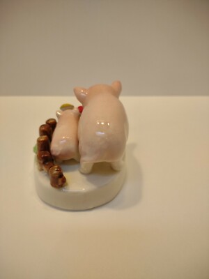 Vintage Mama and Baby Pig With Flowers and Fence Figurine | eBay