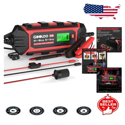 IP65 Waterproof 10-Amp Battery Charger with Intelligent Maintenance Technology