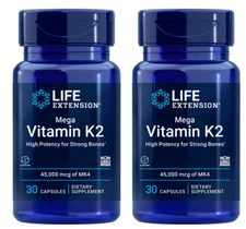 Life Extension Mega Vitamin K2 45,000mcg 2X30 Caps Menaquinone-4
