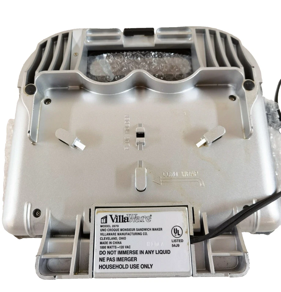 Villaware Uno Croque Monsieur Shell Sandwich Maker Panini Press Model 2070 Works - Image 3 of 3