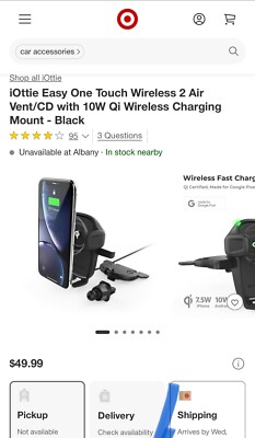 iOttie Easy One Touch Wireless 2 Qi Charging VENT/CD