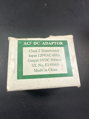 JODEN 6VDC 800mA AC/DC Adapter Plug In Class 2 Transformer 120VAC