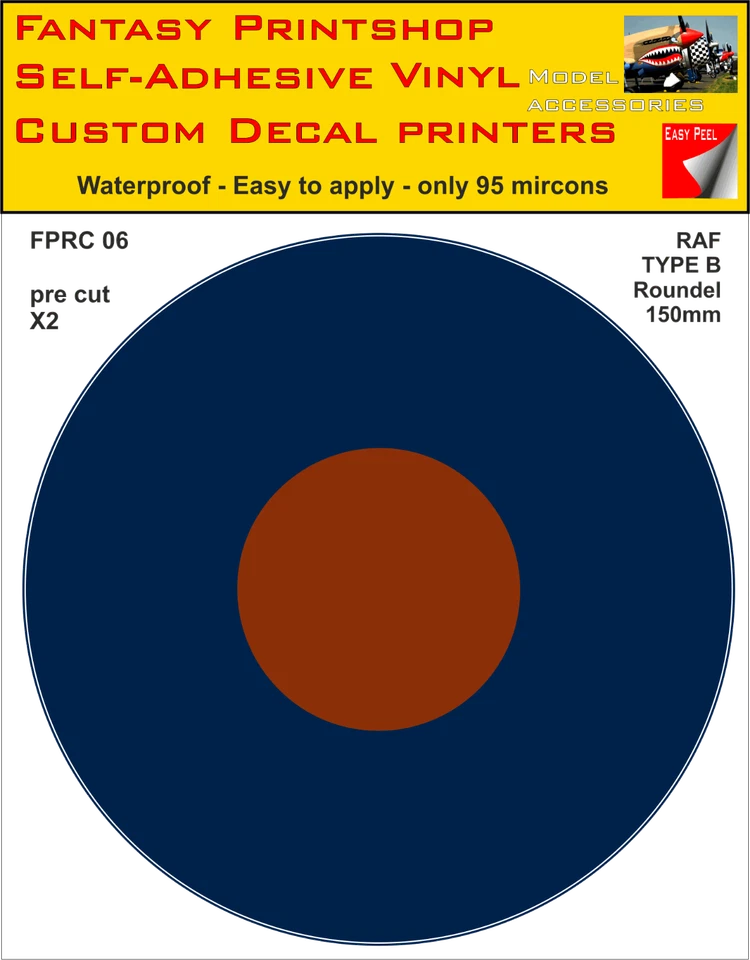 RC RAF Roundels Doppelpack Vinyl Aufkleber Aufkleber Typ B Roundel 75 - 290 mm FPRC06  - Bild 4 von 4