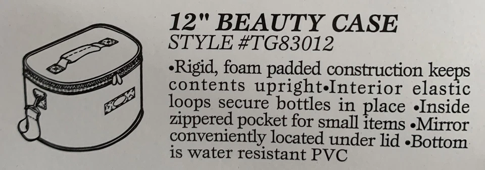 VTG Travel Gear Beauty Cosmetic Train Case CarryOn Mirror Strap Lock Key 12" NOS - Image 2 of 4