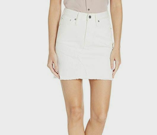 Fringe White Denim Skirt Size $69 Crew Women's White Denim