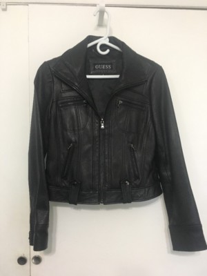 Leather Jacket Guess Marciano Womens Size M Moto Authentic Lamb Black