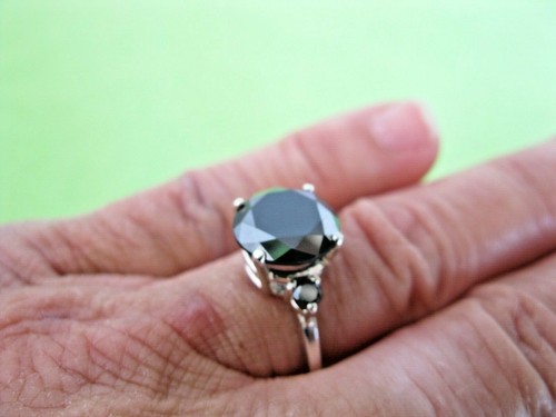 ANILLO DE DIAMANTES NEGROS REALES 3,25ctw *3 días* probador de diamantes gratis, certificado, talla 5 - Imagen 10 de 12