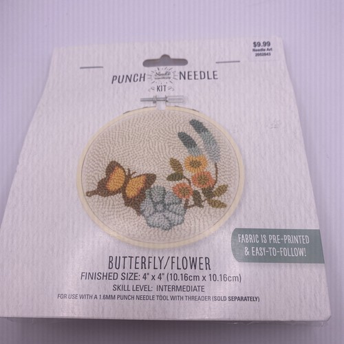 Fabric Editions Needle Creations Punch Needle Kit 4" Round-Butterfly Brand NEW - Picture 6 of 6