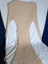 Tan Unbranded Sweater Dress With Attached  Matching Belt Full Length M/L