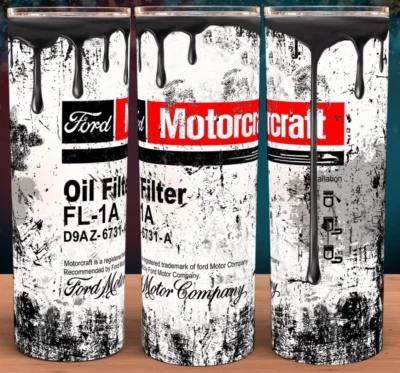 30oz Ford Motorcraft FL-1A Oil Filter Distressed Cup Mug Tumbler