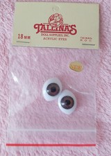 NIP- Vintage Talina's Doll Supplies 18mm Brown Oval Doll Eyes