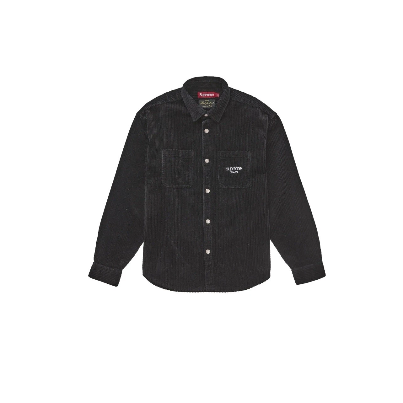 Chemise à pression Supreme large en velours côtelé noir taille : S