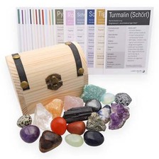 Schatzkiste mit 18 handverlesenen Edelsteinen | Piraten Schatztruhe | Kinder