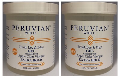 PACK OF 2 PERUVIAN WHITE BRAID N LOCS BRAIDING GEL 16OZ ( Extra Hold ) APPLE ...