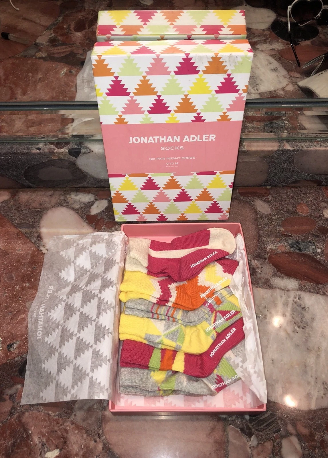 Jonathan Adler Baby Shower Gift Set 6 Pairs Infant Crew Socks Girl's 0-12M NWT