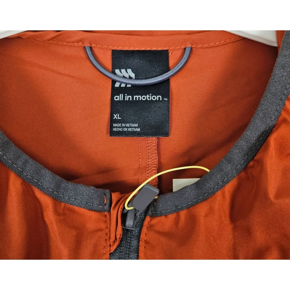 All In Motion Men Jacket Size XL Lightweight Water Repellent Rust/Orange Hooded - Image 4 of 4