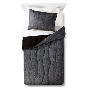 Pillowfort Faux Bois Comforter Set Twin Black 2pc Zig Zag Gray