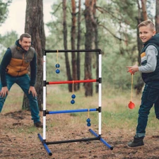 NNECW Ladder Toss Game Set with 6 PE Bolas for Leisure Play