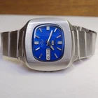 Vintage Seiko 6119-5500 Automatic Stainless Men's Square Watch Blue Dial