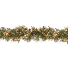 9 ft. Pre-Lit Glittery Bristle Pine Garland with Clear Lights, Plug-In