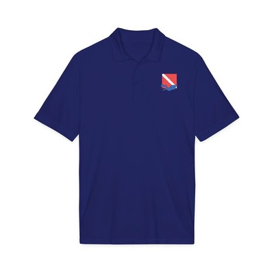 SCUBA Diver Down Flag Embroidered Polo | Moisture Wicking Sport Shirt