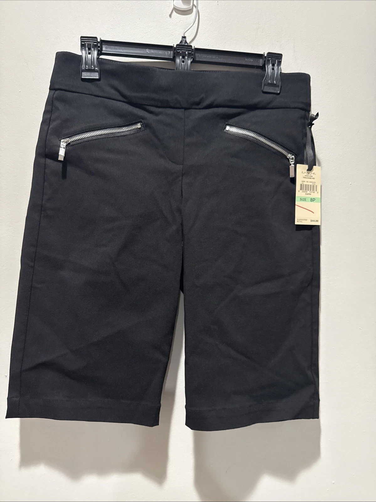 Emaline Women's Petite Size 8P Black Pull On Capri Stretch Pants NWT MSRP $44