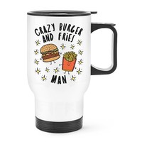 VerrüCkte Hamburger Und Frittieren Mann Stars Reisetasse Tasse Mit Griff Lustig