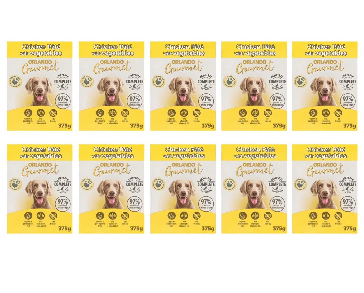 10 x Orlando Gourmet Chicken Pate With Vegetables Dog Food 375g