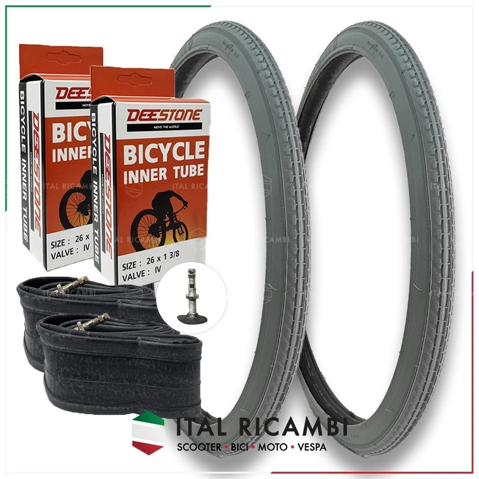 KIT 2 COPERTONI BICI SEDIA A ROTELLE 2 CAMERE D'ARIA 24 X 1.3 8 37 540 DEESTONE
