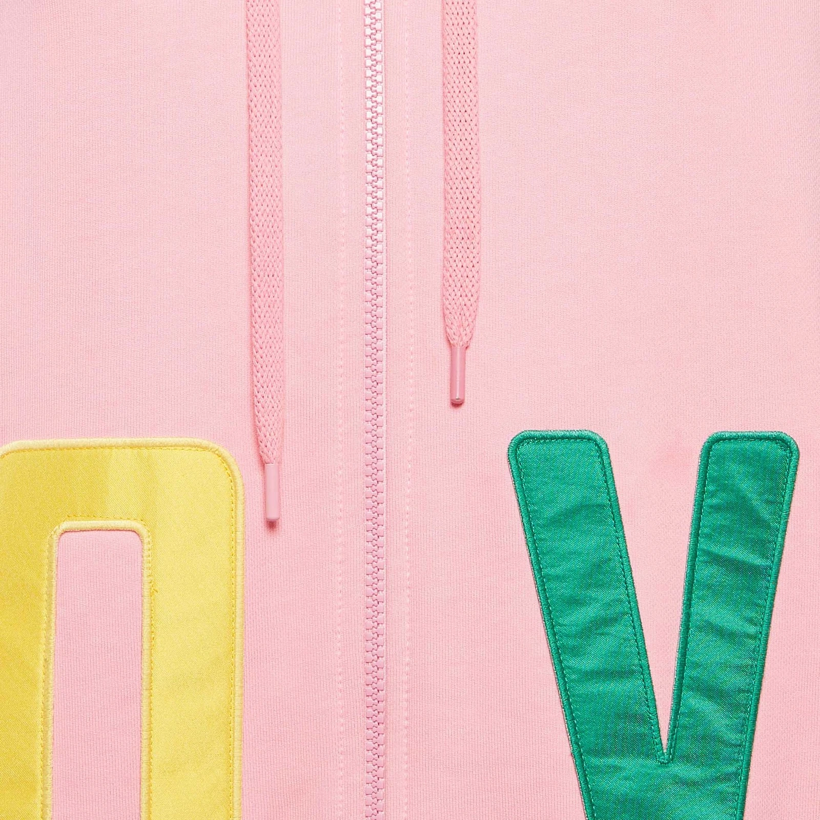 Felpa con cappuccio e zip Love Moschino rosa in cotone con dettagli applicati M