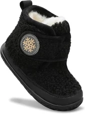 Scurtain Toddler Slippers Girl Boy House Shoes 3-3.5 Infant, Blackfleece 