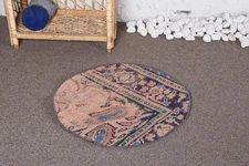 Decorative Rug, Abstract Beige and Blue 2x2 ft Rug