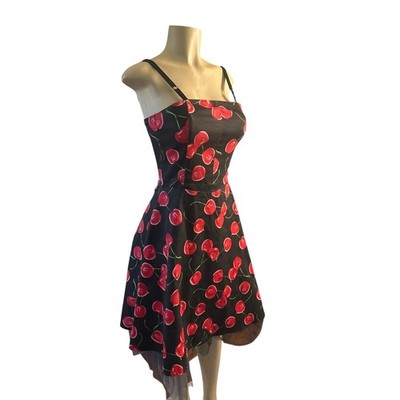 Vintage Y2K 1990s Women M Super Low Fat Cherry Print Rockabilly Retro Dress  | eBay
