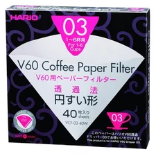 Hario V60 Paper Filter White 03, 40ct box