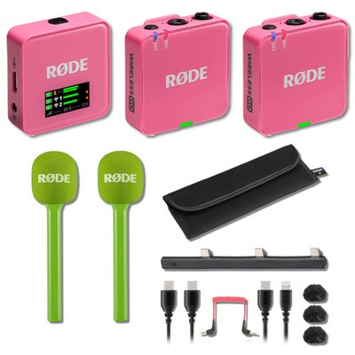 Rode Wireless GO (Gen 3) Wireless Mic System (Pink) with 2x Green Interview GO