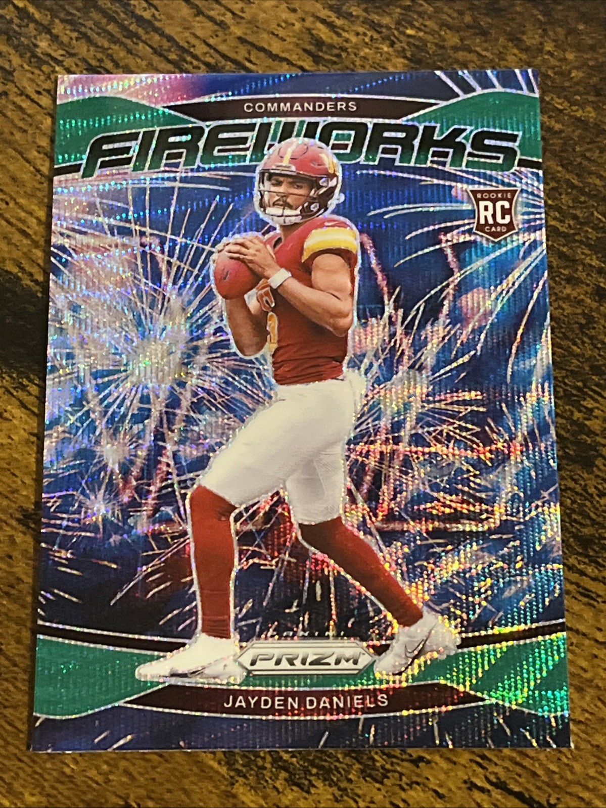 Jayden Daniels 2024 Prizm Fireworks Green Wave #24 Rookie RC (QTY)